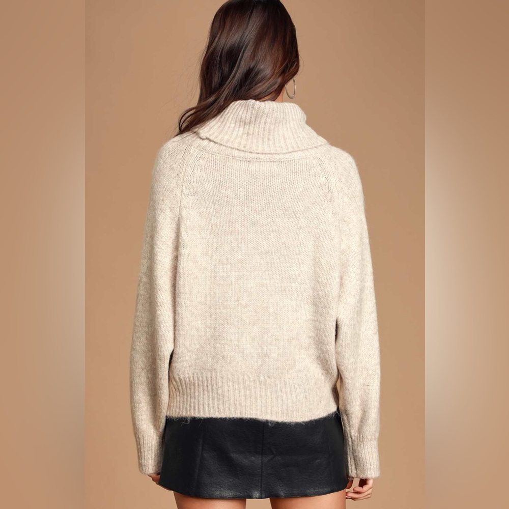 Lulus Cuddle Weather Heather Beige Turtleneck Sweater - Picture 14 of 14